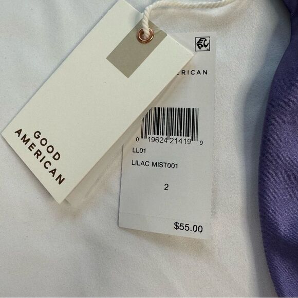 NWT Good American Size 2 M Lilac Purple Shine Ruched Halter Tie Bikini Swim Top - Picture 6 of 9